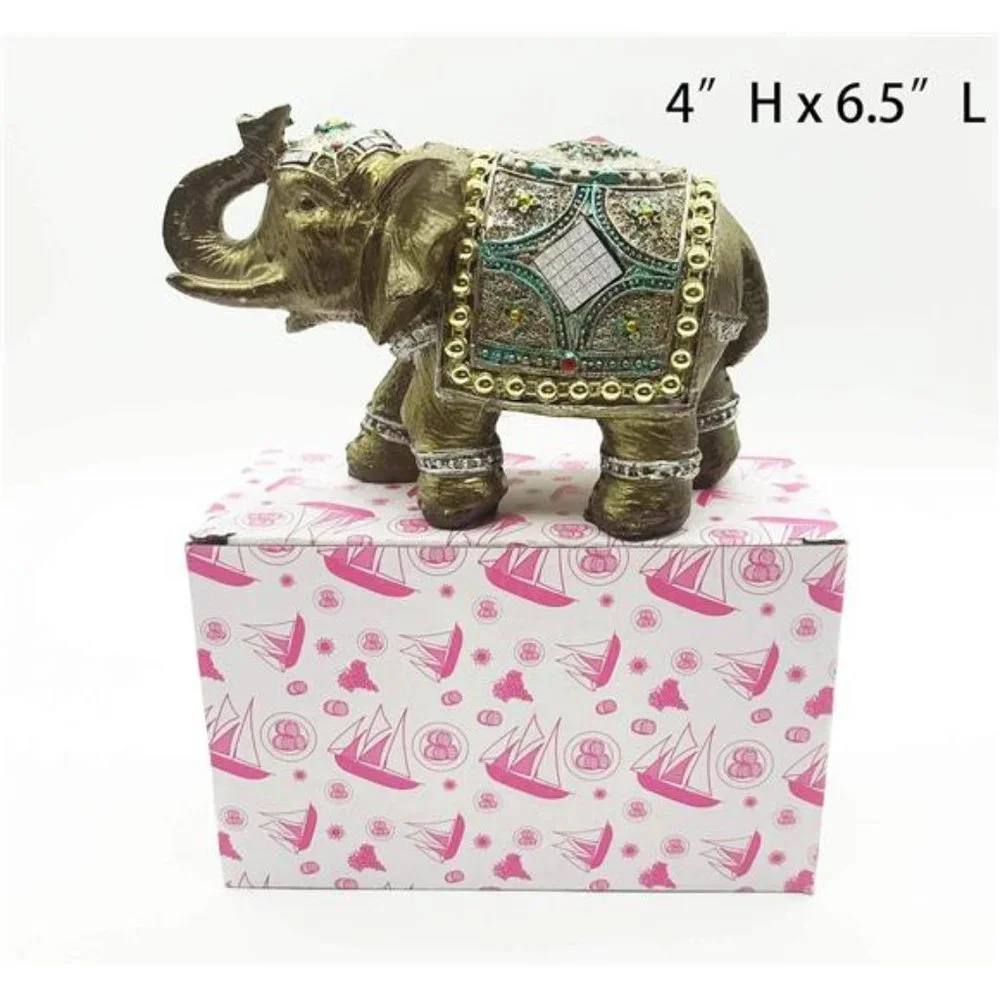 Mose Cafolo Stunning Brass Bronze Color 6" Elegant Elephant Trunk Feng Shui Stat - Picture 5 of 6